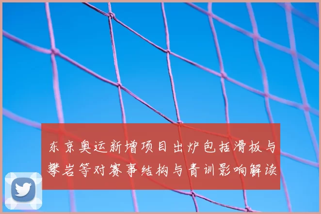 东京奥运新增项目出炉包括滑板与攀岩等对赛事结构与青训影响解读